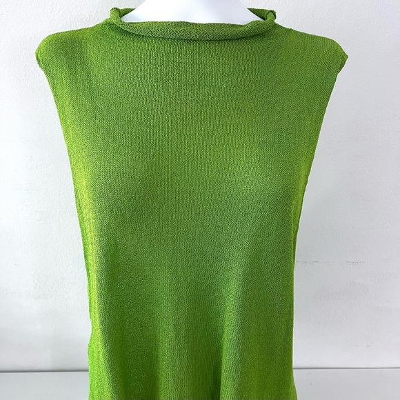 Eileen Fisher Lime Green Crochet Knit Tank Top - Picture 8 of 10